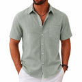 Chemise homme M vert sauge à manches courtes tissu léger style décontracté
