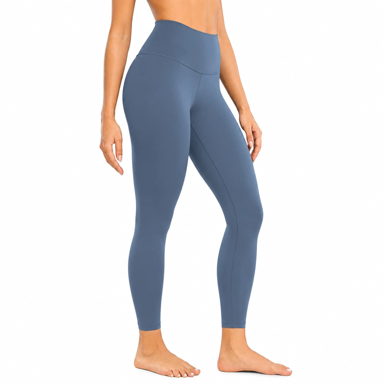 Legging de sport femme taille S bleu acier en matière synthétique extensible à taille haute