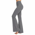 Pantalon de yoga S en tissu extensible gris à jambes évasées