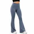 Pantalon de yoga femme M taille haute extensible bleu ardoise coupe évasée
