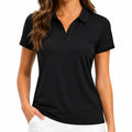 Polo femme taille S noir en tissu lisse à manches courtes style décontracté