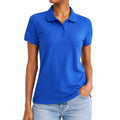 Polo femme taille S bleu en maille à manches courtes style classique