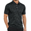 Polo homme taille M noir gris à motif floral manches courtes décontracté