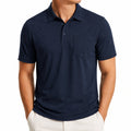 Polo homme taille L en maille bleu marine à manches courtes avec poche poitrine