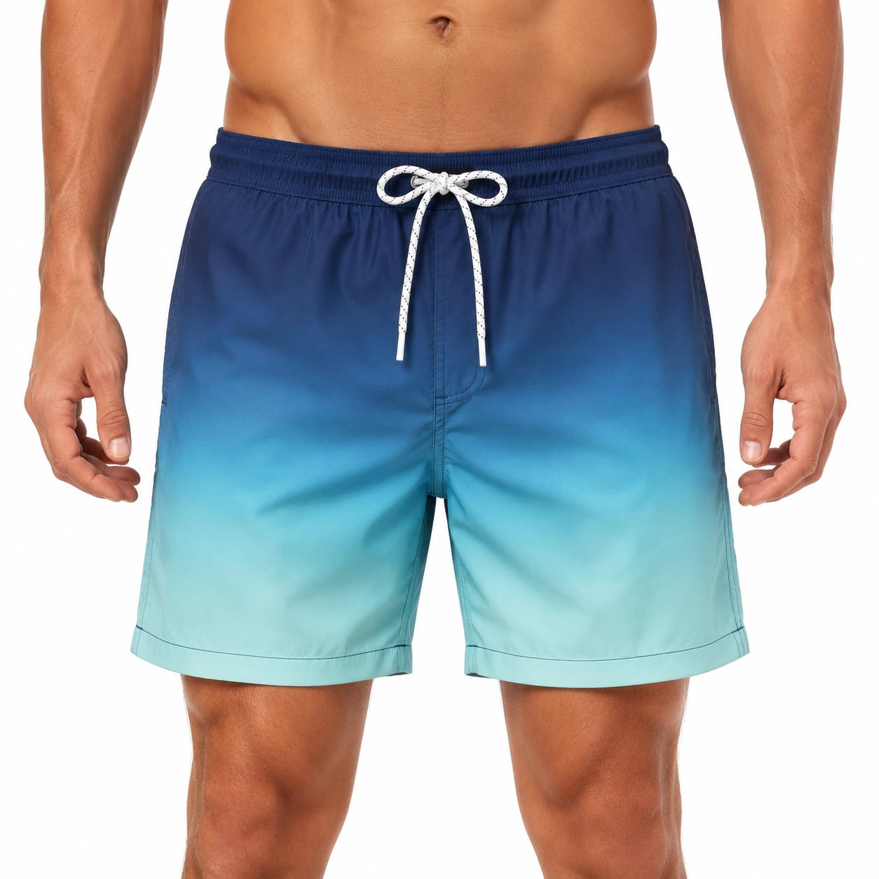Short de bain homme M en tissu synthétique bleu dégradé à taille élastique