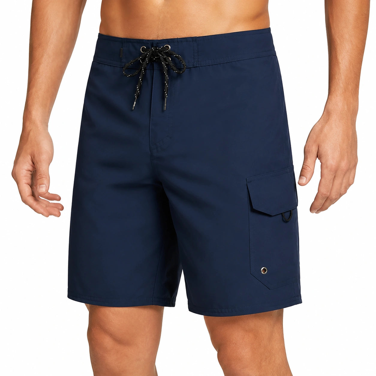 Short de bain homme M bleu marine à cordon de serrage avec poche cargo