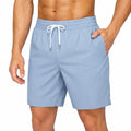 Short de bain homme L bleu clair en tissu à taille élastique avec cordon