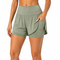 Short jupe femme L vert kaki taille haute avec poche style sportif