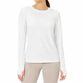 T-shirt femme taille S blanc à manches longues col rond style sportif