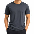 T-shirt homme M en tissu gris anthracite à manches courtes style uni