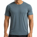 T-shirt de sport homme taille M en tissu synthétique bleu gris à manches courtes